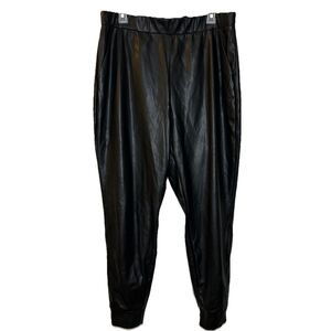 Juicy by Juicy Couture Faux Leather Black Jogger Pants Size XL